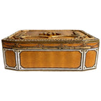 Antique enamel box with ornate gilt-metal borders and paste stones back view