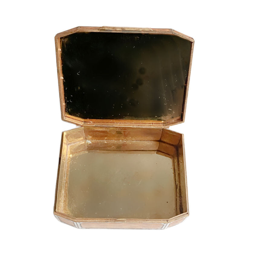 Interior of antique late 19th-century guilloché enamel box