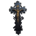 Antique 19th century French ebonized wood crucifix with bronze Corpus of Christ