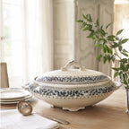 Styled antique Staffordshire ironstone tureen on French country table