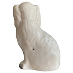 19th century English pottery Staffordshire dog with cream coat and gold decoration back view
