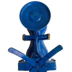 close up of blue painted view decorative antique balance scale collectible object
