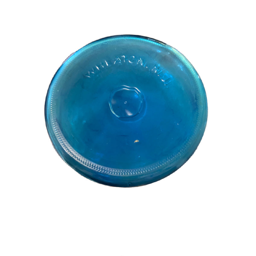 Antique Blue Glass Apothecary Jar with Original Chamomila Label