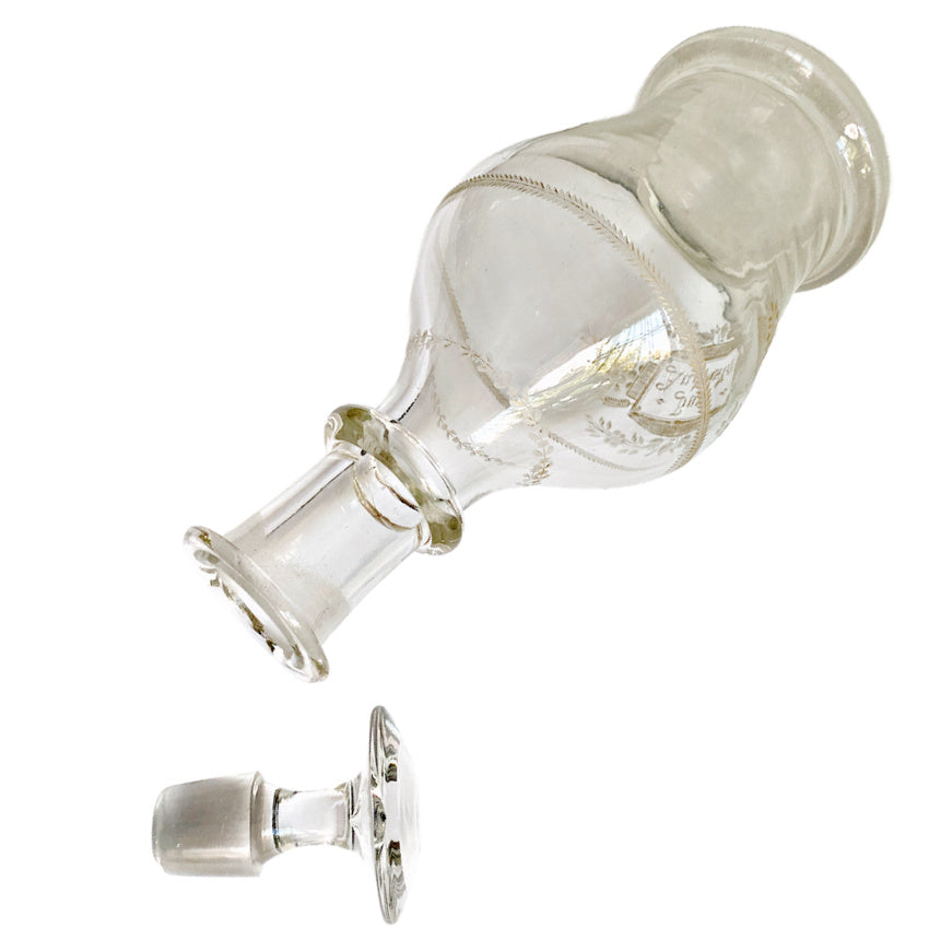 Original stopper antique Bohemian decanter hand blown glass presentation piece detail