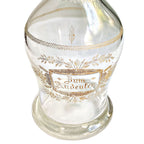 Close up floral cartouche Zum Andenken antique German Bohemian engraved glass decanter