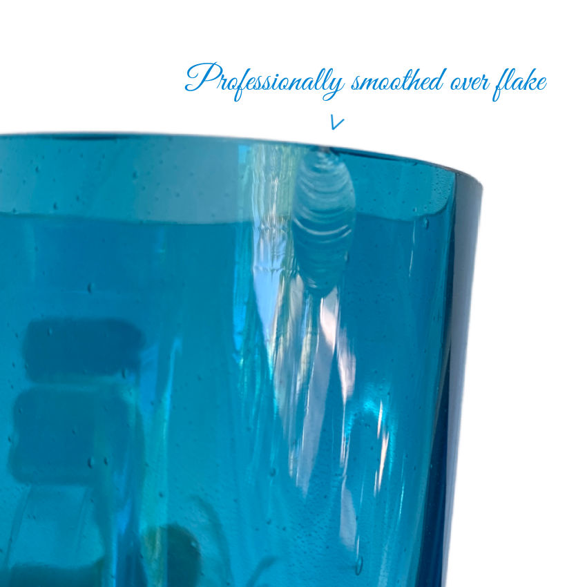 Antique Bohemian Turquoise Glass Tumblers, Décoration à la Neige Boy & Girl Pair