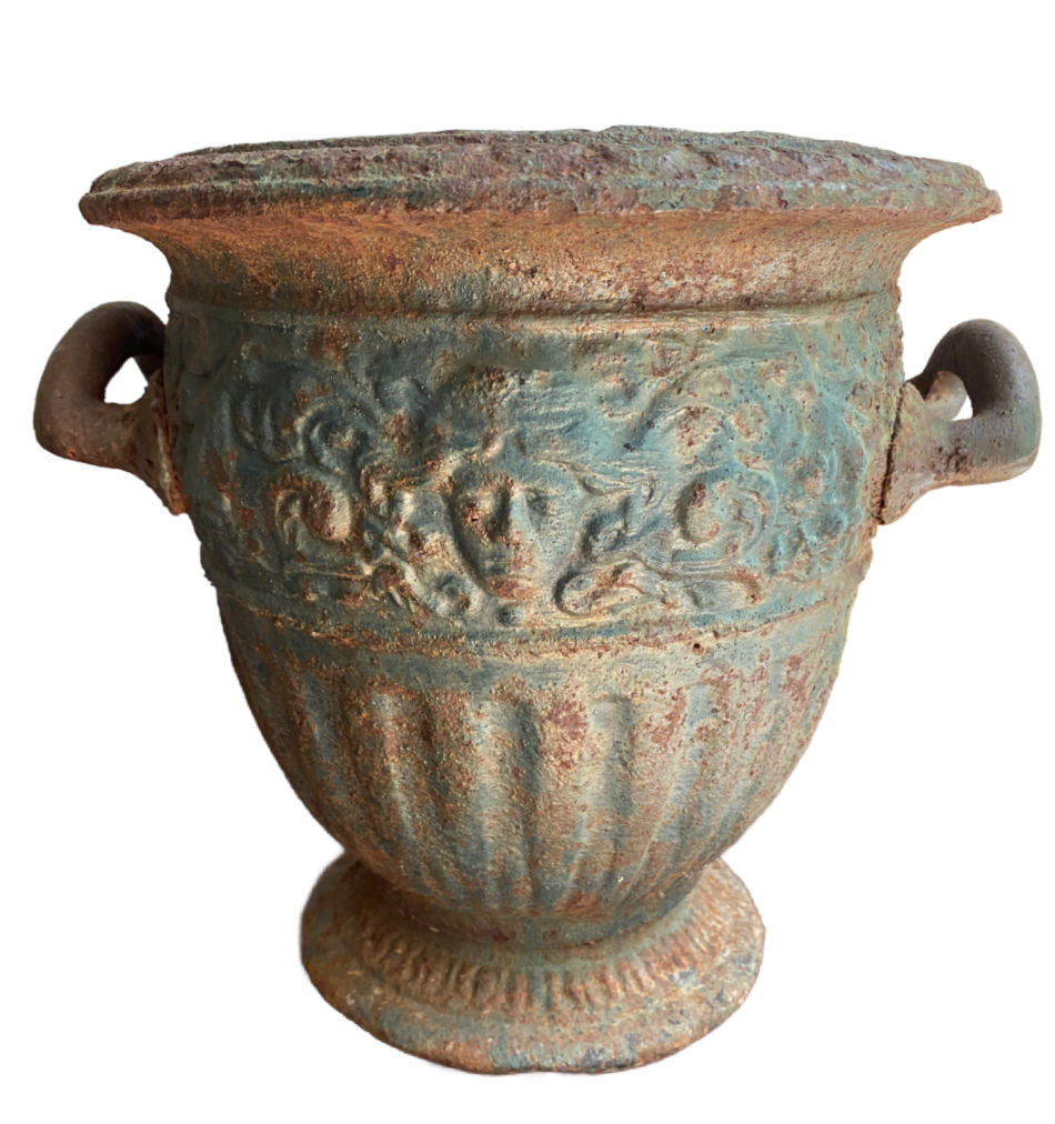 French country garden antique with aged green patina