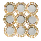 Set of nine antique French Pillivuyt porcelain plates with intricate pierced openwork borders and gold and red detailing