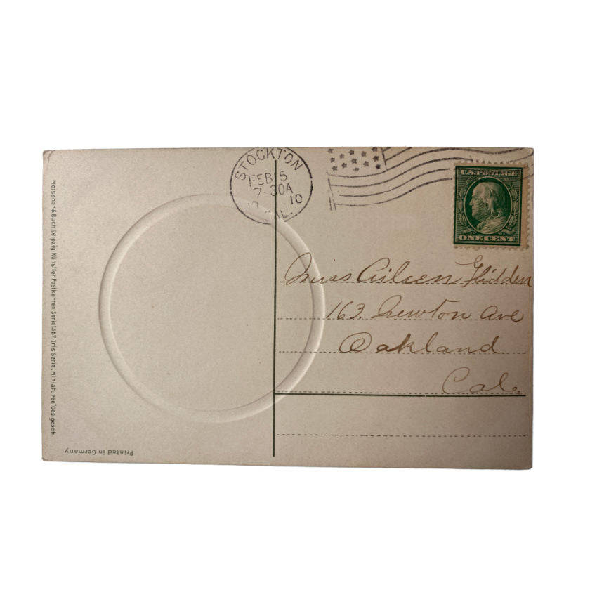 Antique Chromolithograph Portrait Lady in Hat Postcard