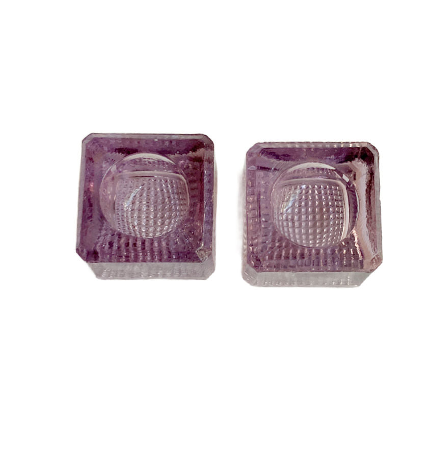 Pair Antique Pressed Glass Lavender Purple Salt Cellars