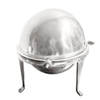 silver plated chafing dish antique fluted leg detail