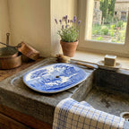 nuneham courtenay transferware ironstone meat drainer dish styled in kitchen vignette