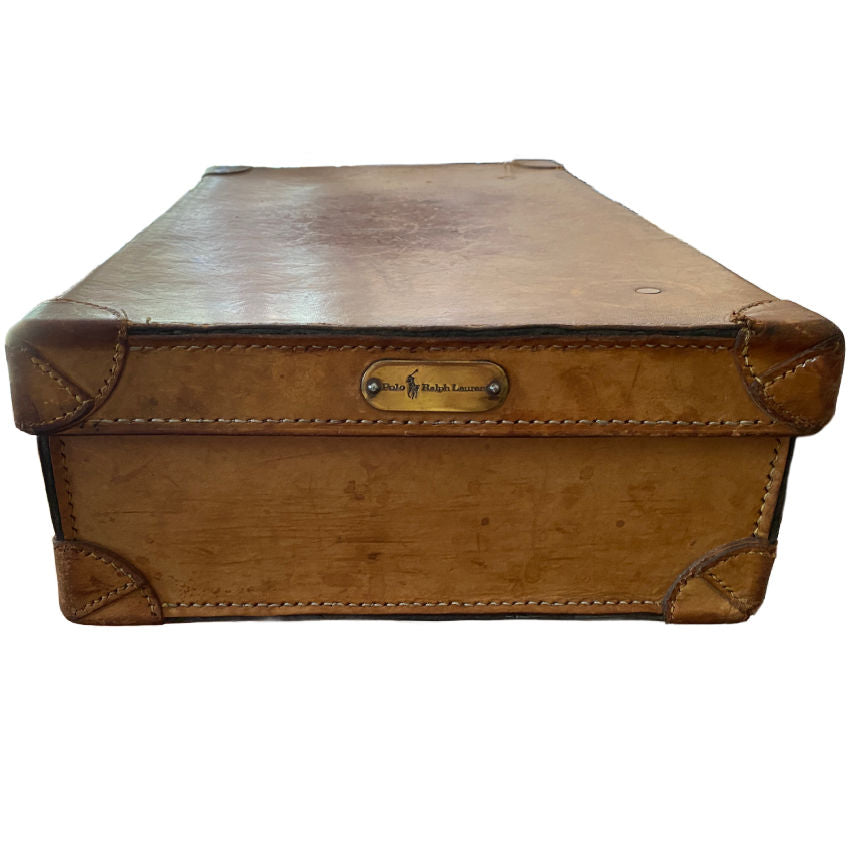 Antique English Leather Gentleman’s Suitcase – Ralph Lauren Boutique Display