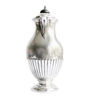 Antique English silver chocolate pot curved pouring spout Hutton and Sons 1902 chocolate server detail
