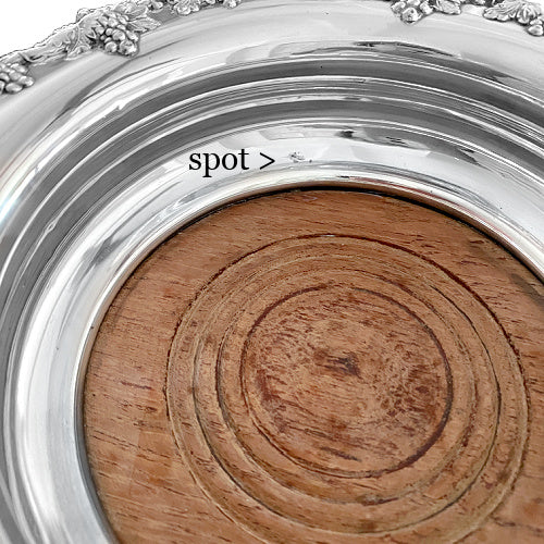 Antique English Silver Plated Champagne Magnum Bottle Coaster Grape Garland