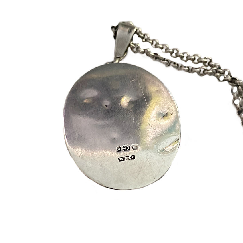 Antique English Silver & Rose Gold Locket Necklace | Victorian Sentimental Jewelry