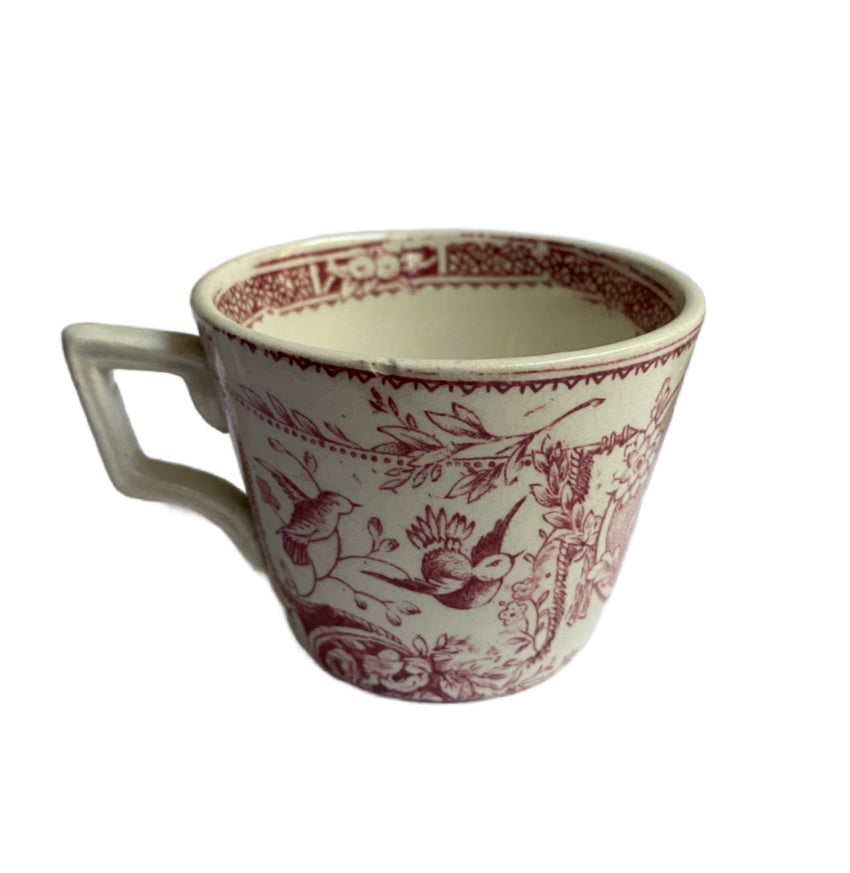 Antique English Staffordshire Red Transfer Children's Tea Setting for Four