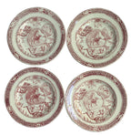 Complete Charles Allerton “Little Mae” Staffordshire tea set in red with teapot, sugar, creamer, plates, cups and saucers. Rare English collectible.