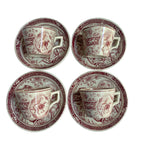 Complete Charles Allerton “Little Mae” Staffordshire tea set in red with teapot, sugar, creamer, plates, cups and saucers. Rare English collectible.