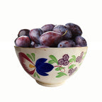 Antique Staffordshire flower stick spatter bowl with plums