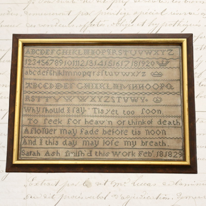Antique English Textile Sampler – Signed Sarah Ash, 1829