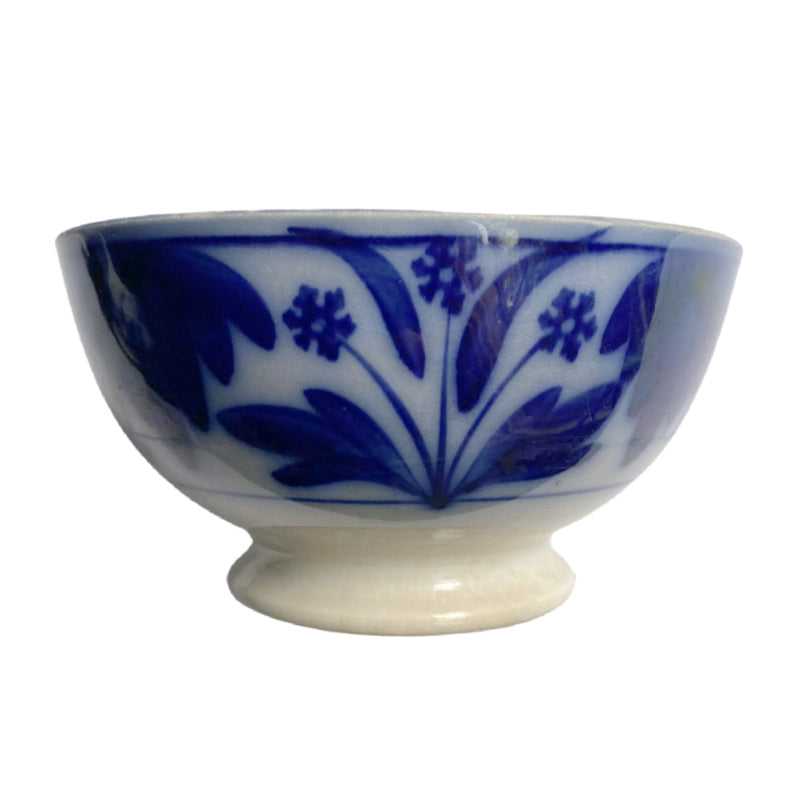 19th Century Flow Blue Floral Medium Bowl