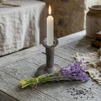 Antique French 19th C Sheet Iron Push-Up Candlestick Stand