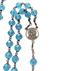 Rare French glass rosary antique silver-tone cross decorative devotional heirloom