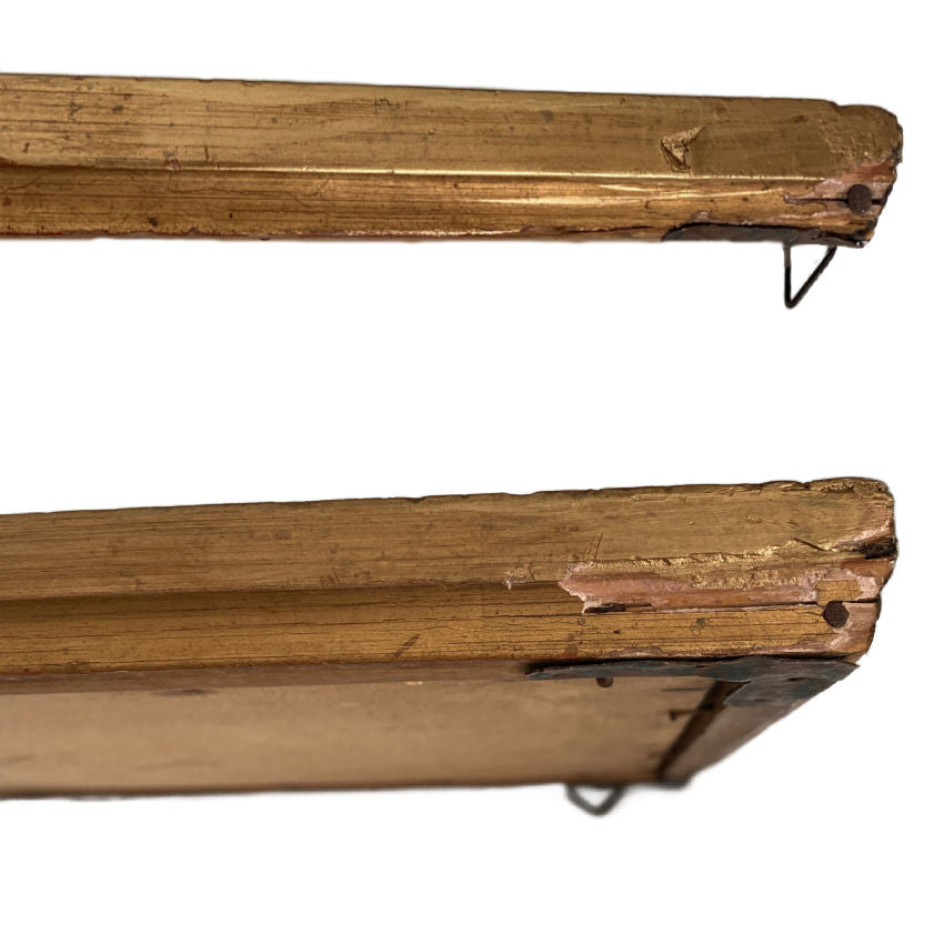 Antique French Art Deco Watercolor Still Life of Blue Pansies in Original Gilt Frame