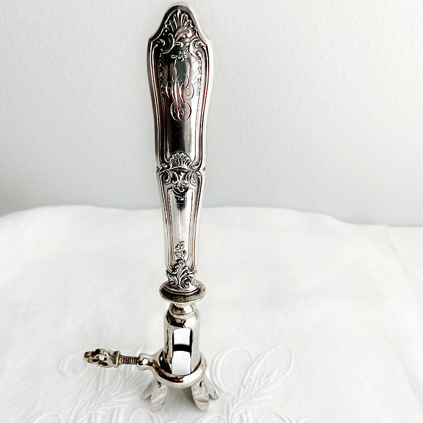 Antique French Art Nouveau Silver Manche A Gigot D'Agneau Monogram