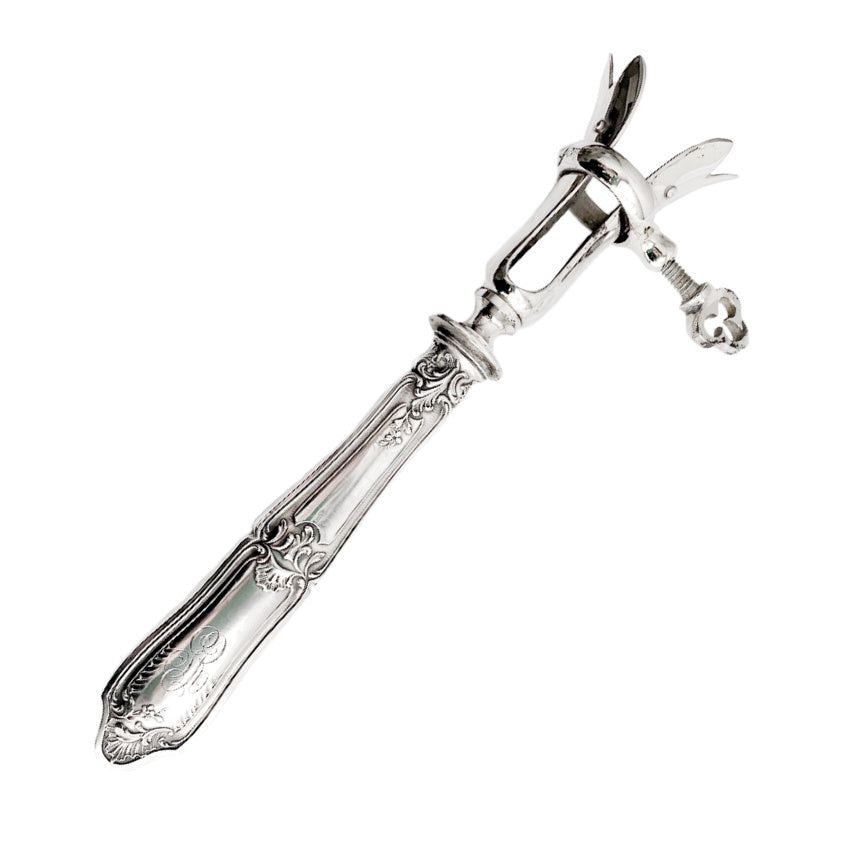 Antique French Art Nouveau Silver Manche A Gigot D'Agneau Monogram