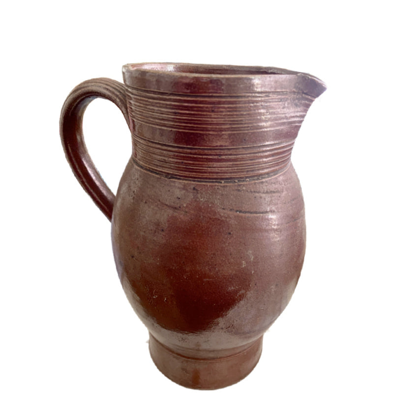 French pottery, antique wine pitcher, brown glazed jug, French country kitchen, rustic French decor, farmhouse antique, provincial French pottery, French earthenware