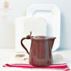 Antique French Country Brown Enamelware Pitcher Medium