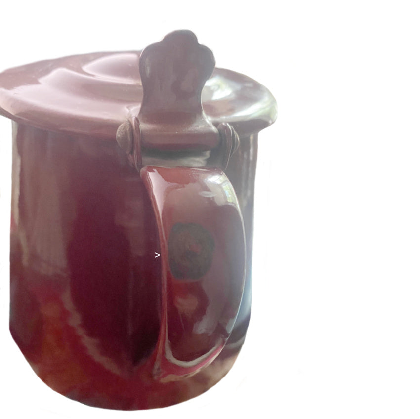 Antique French Country Brown Enamelware Pitcher Medium