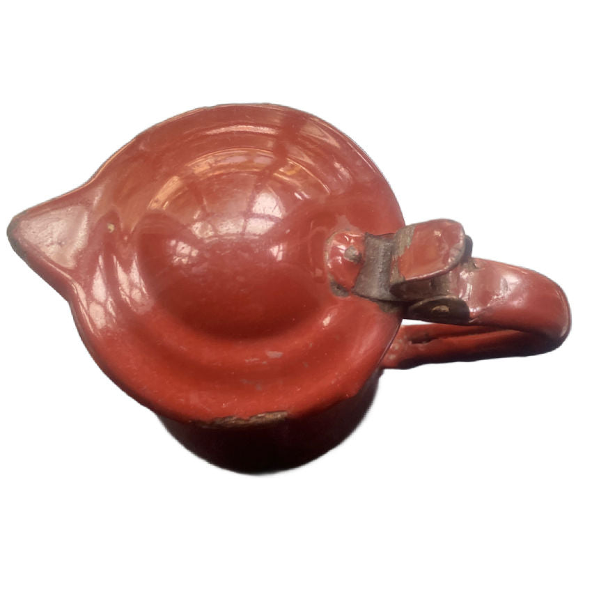 Antique French Country Brown Enamelware Pitcher with Lid