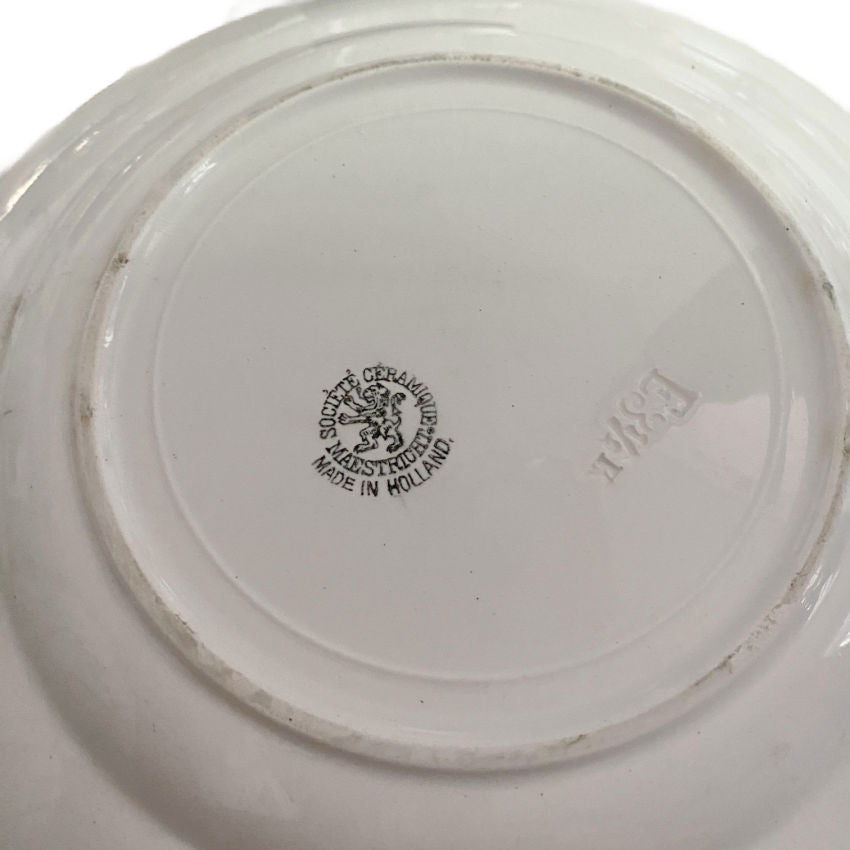 Antique Stick Spatter Spongeware Plates with French Country Design by Société Céramique