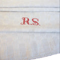 Antique French linen kitchen towel with red monogram