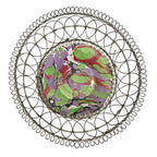 Antique French fil de fer basket with Sarreguemines marbled faience plate