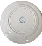 Antique Gien “Oiseaux et Bourgeois” blue transferware plates 19th century French faience mark.