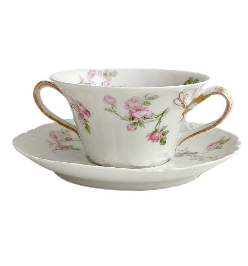 Antique French Haviland Limoges Schleiger 31A Pink Rose