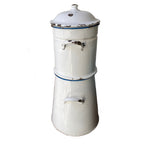 Antique French Huge Enameled White Hotel Coffee Pot
