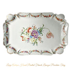 Huge Antique French Hand Painted Limoges Tray with Floral Bouquet