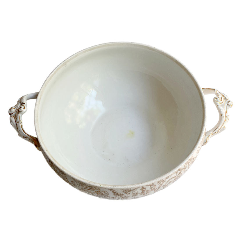 Antique French Limoges White and Gold Covered Tureen