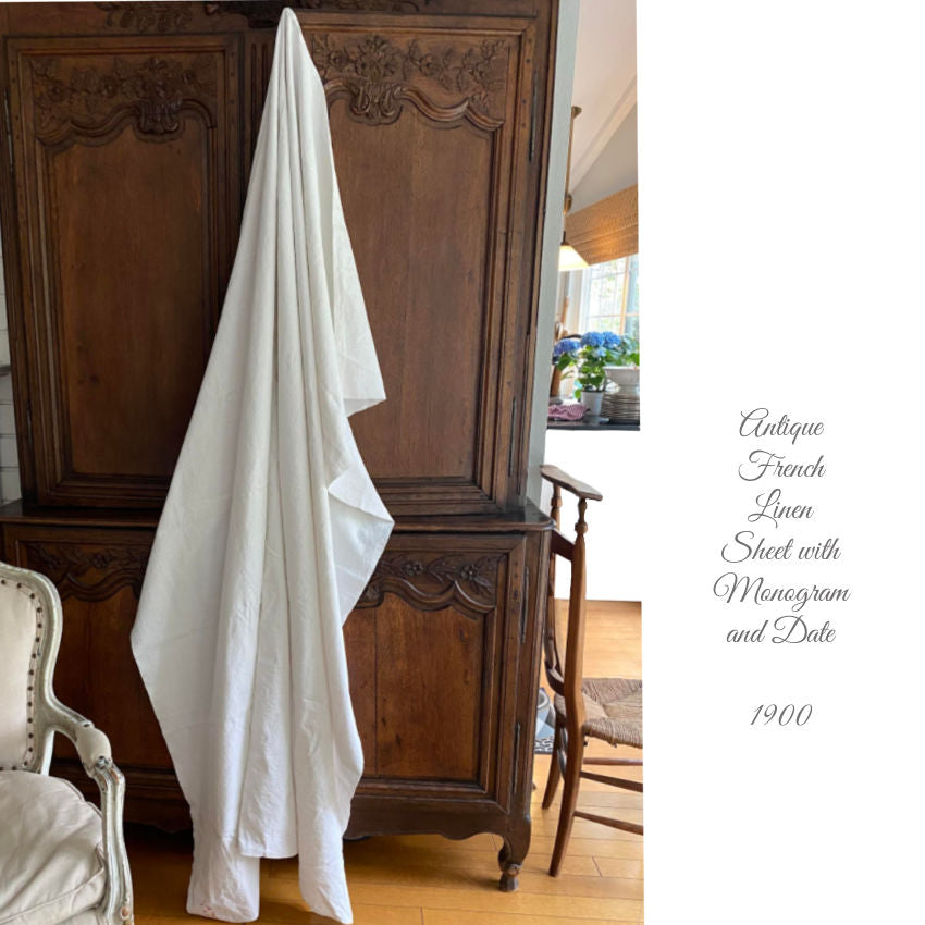 Antique French Linen Sheet with Monogram and Date – frenchgardenhouse