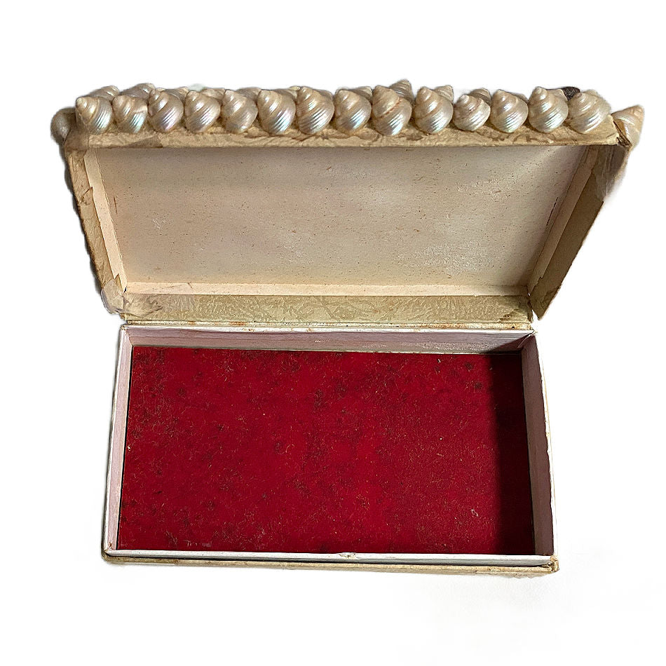 Antique French Paper Shell Encrusted  Box