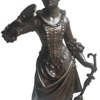 Antique French young woman metal figure holding a fan dress details