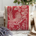 French lavender sachet pillow made from antique floral rococo French ticking with linen reverse, styled with roses and lavender bundle