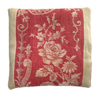 French lavender sachet pillow made from antique floral French ticking with linen reverse