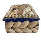 Side view of antique French shell work keepsake box