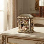 Antique French shellwork souvenir box with mirrored sides on french desk